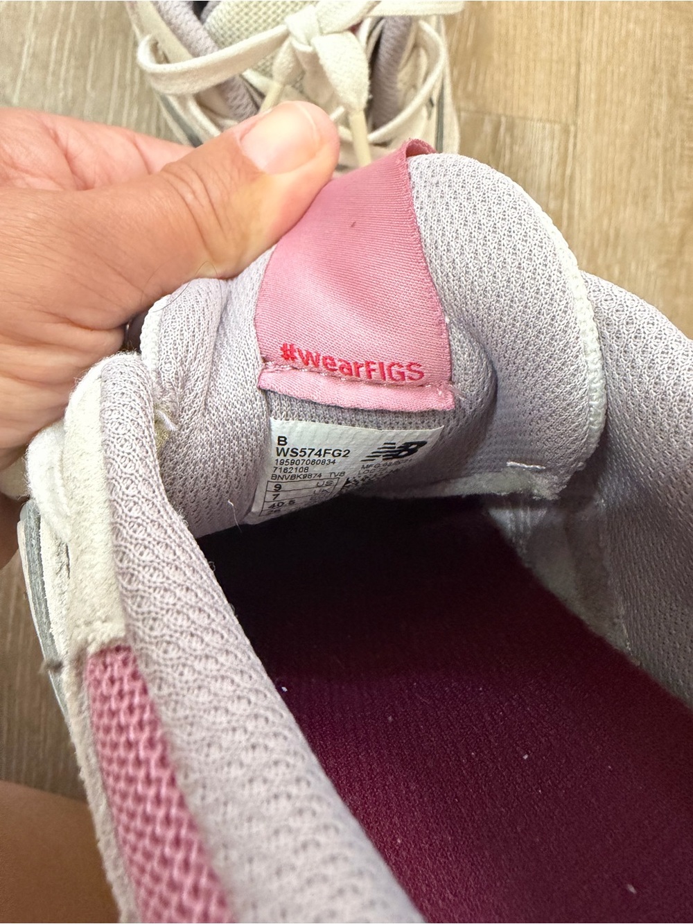 New Balance x Figs  Women's Beige & Pink Retro Run Sneakers - Picture 2 of 10